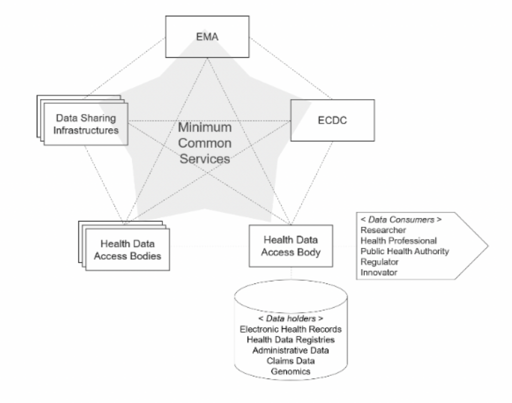 Overzicht EHDAB optie 1.
Study on an infrastructure and data ecosystem supporting the impact assessment of the European health data space 